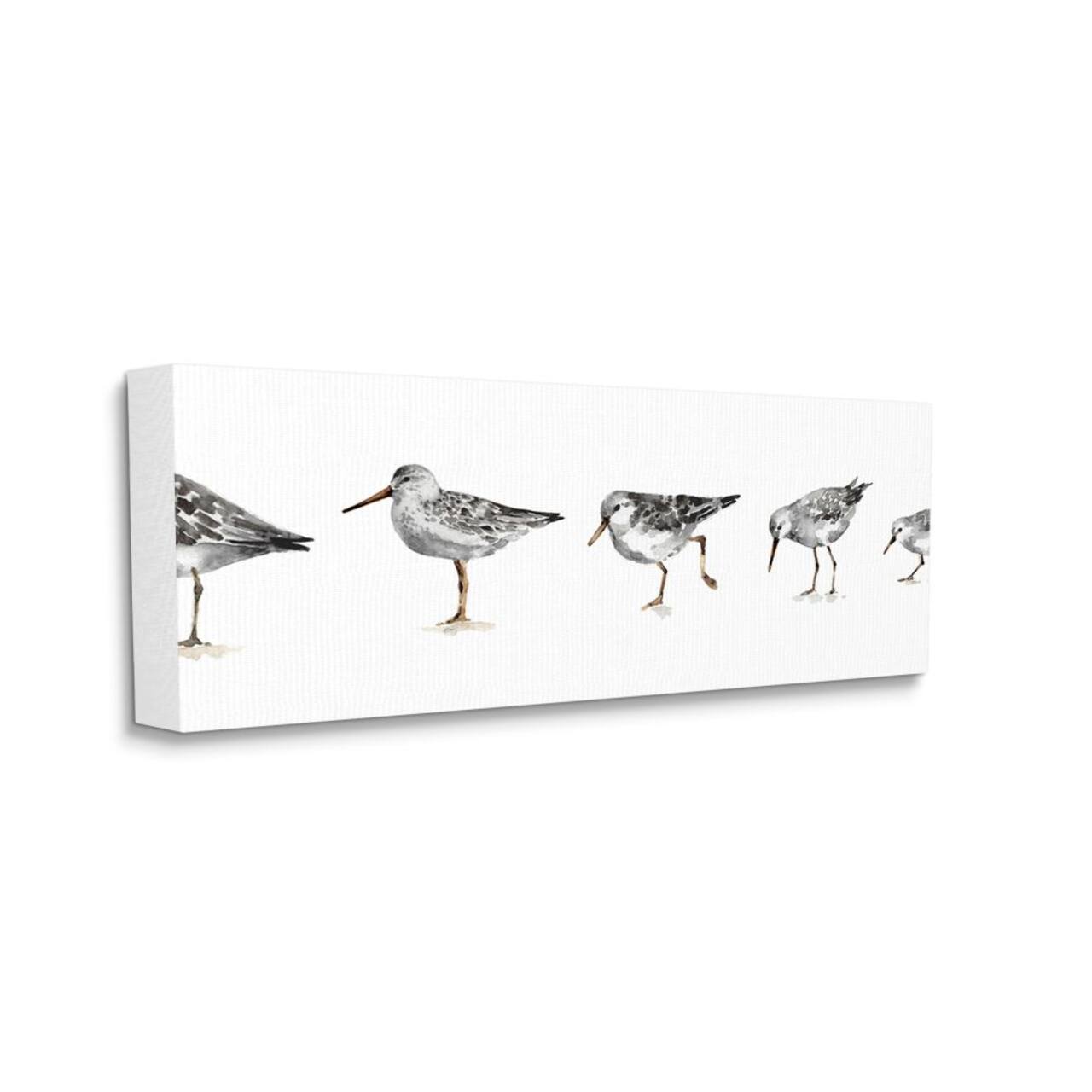 Stupell Industries Sandpiper Bird Stances Minimal Grey White Painting Canvas Wall Art